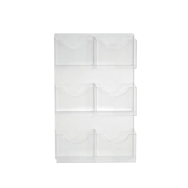 Six-Pocket Wall Mount Letter Brochure Holder, PK2